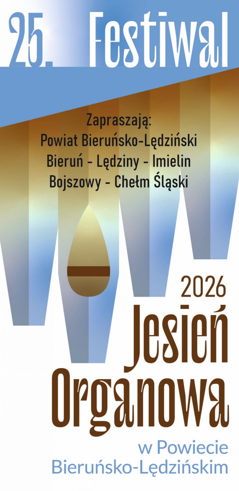 Plakat dot. 25. Festiwalu Jesień Organowa w Powiecie Bieruńsko-Lędzińskim