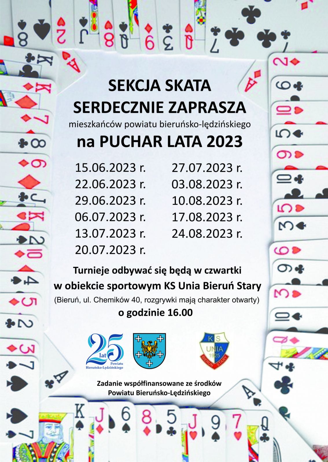 Ramka z kart a w środku informacje dot. Pucharu Lata 2023 w skata