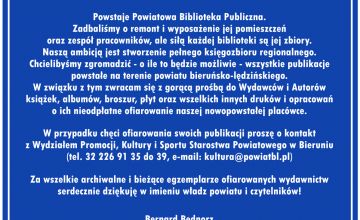 Prośba Starosty Bieruńsko-Lędzińskiego do autorów i wydawców