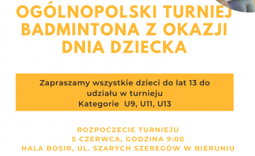 Turniej badmintona z okazji Dnia Dziecka
