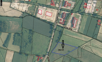 Mapa z zaznaczonym położeniem nieruchomości gruntowej