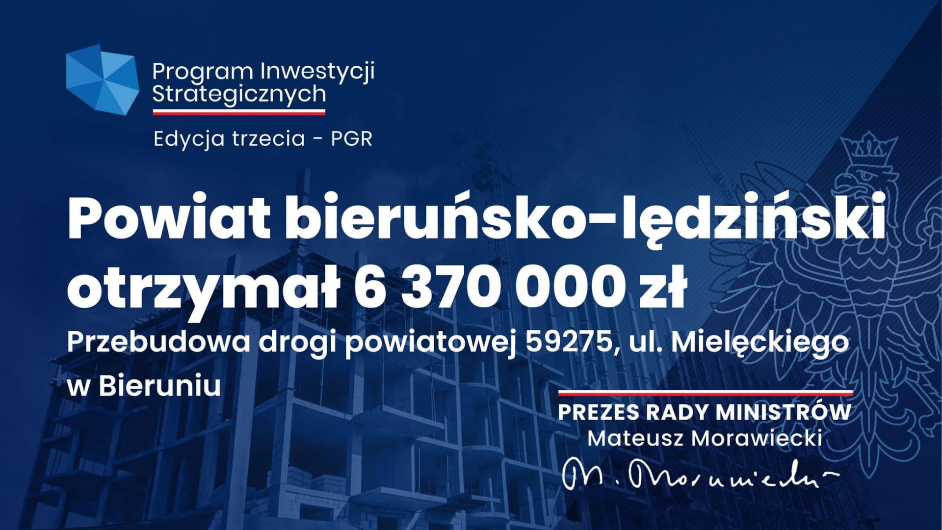 Informacja rządowa o przyznanych powiatowi środkach finansowych 