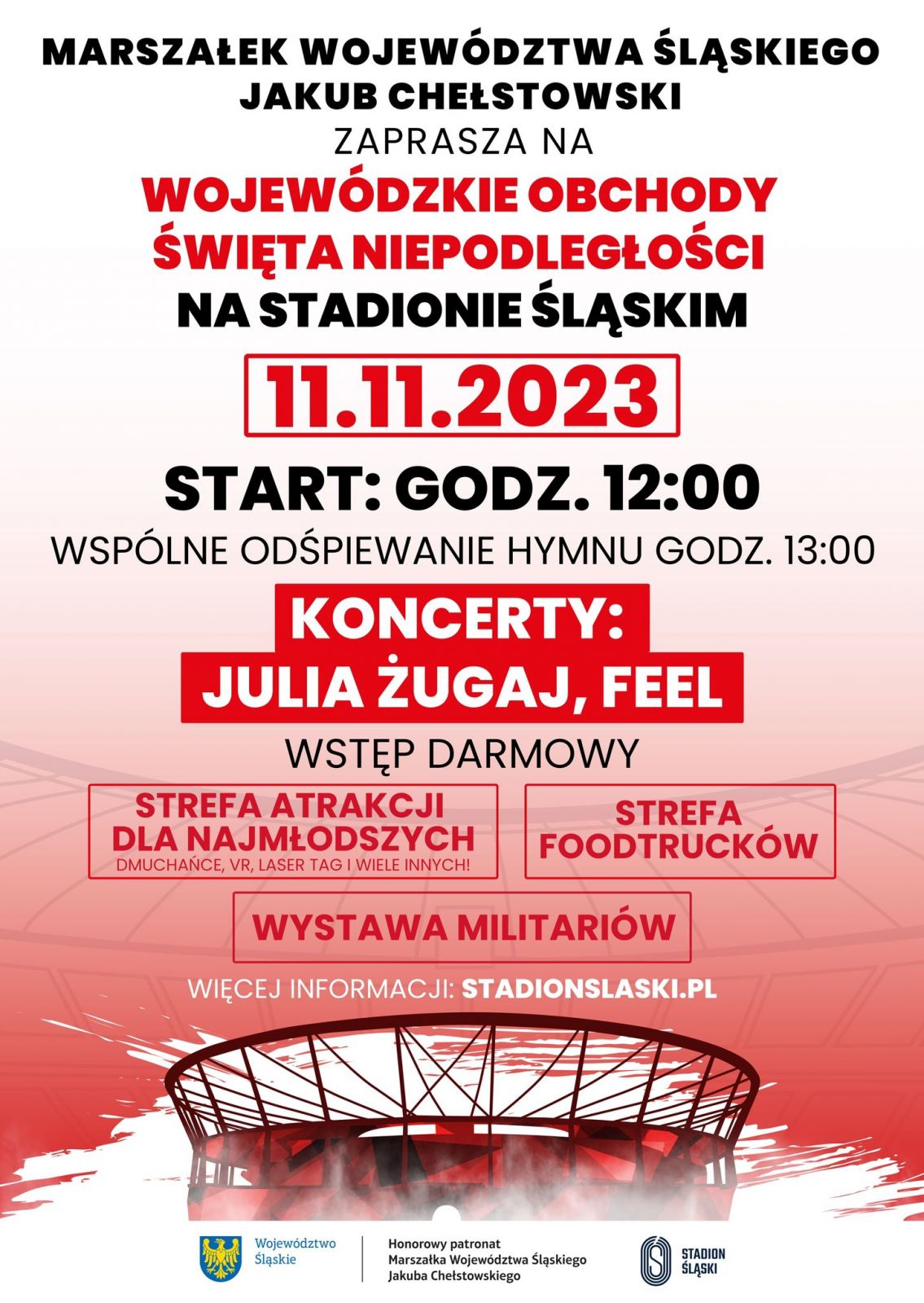 Plakat informacyjny o Wojewódzkich obchodach Narodowego Święta Niepodległości