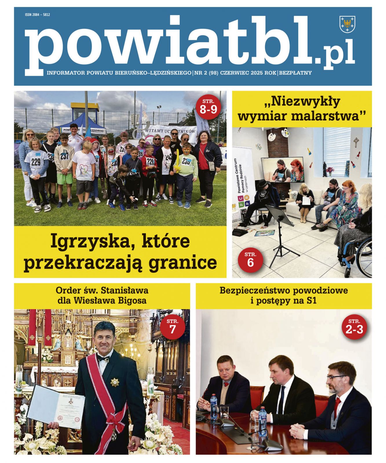 Pierwsza strona informatora zawierająca tytuł, cztery zdjęcia.