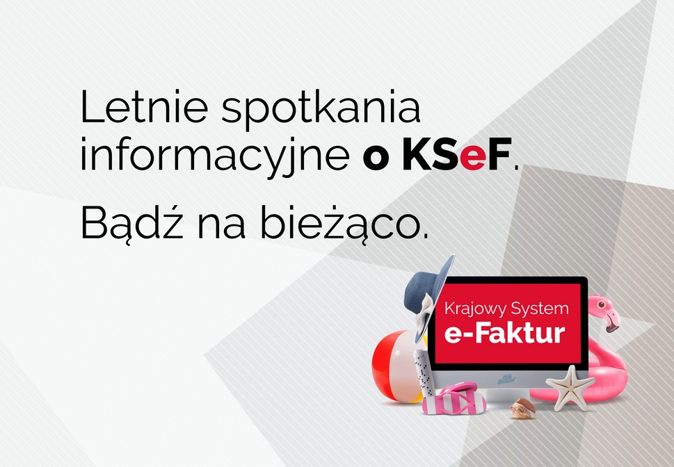 Grafika. Na szatym tle czary napis Letnie spotkania informacyjne o KSEF