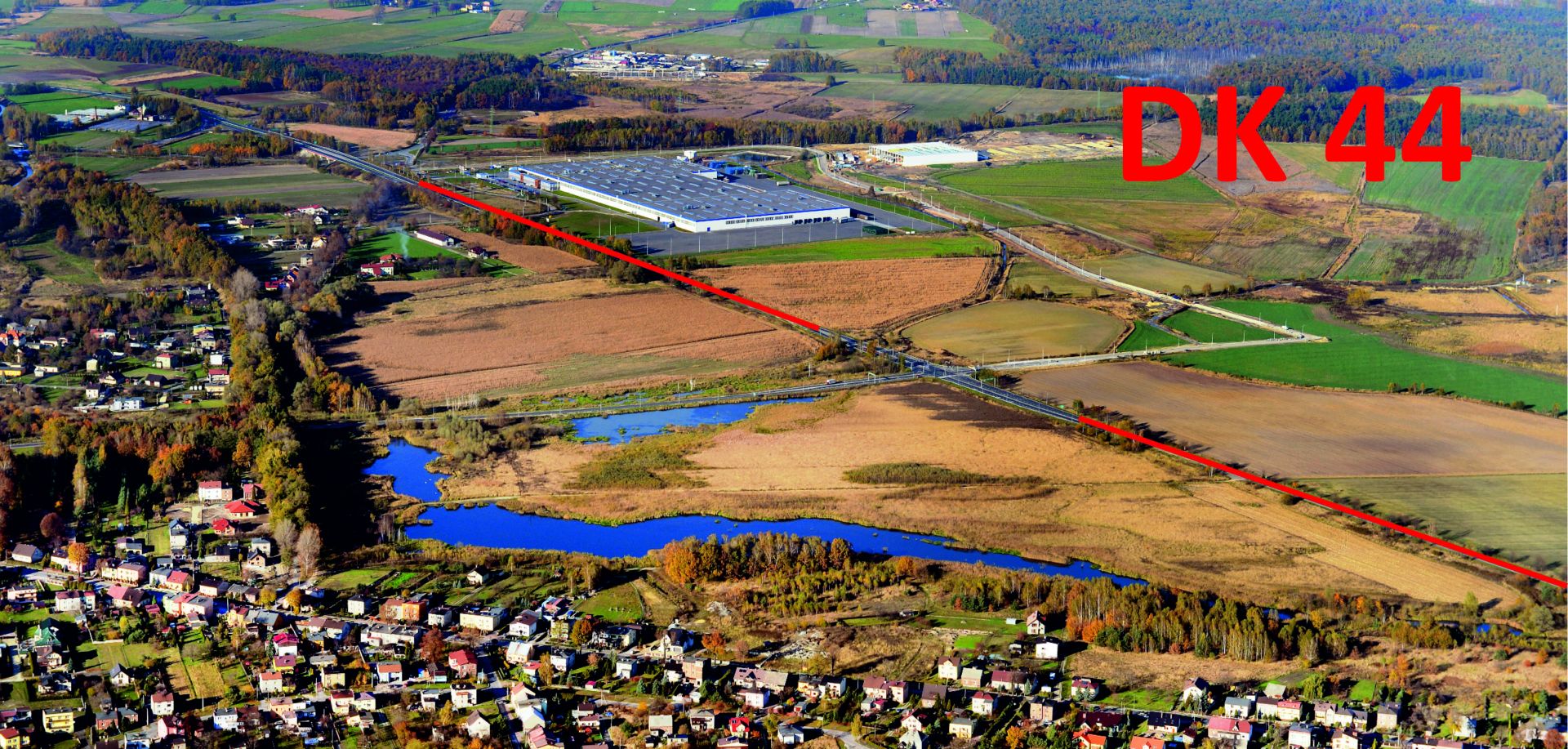 Zdjęcie z lotu ptaka przedstawiające DK44