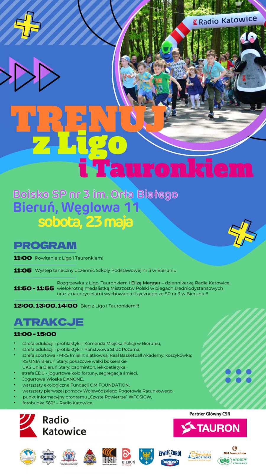Plakat informacyjny dot. akcji "Trenuj z Ligo i Tauronkiem"