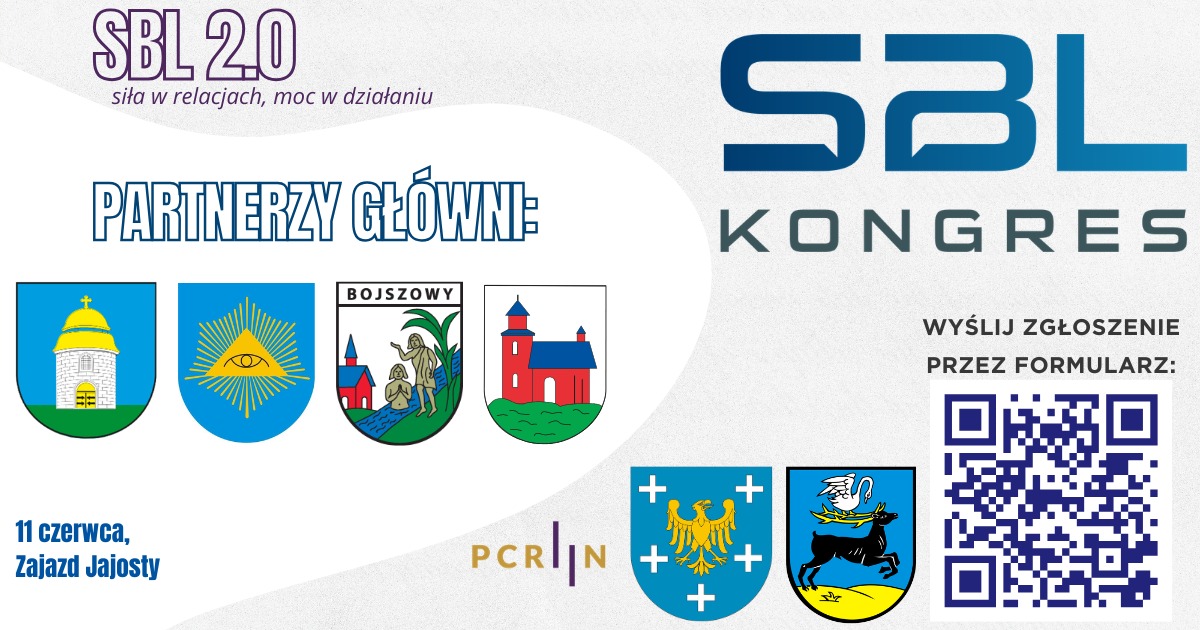 Grafika dotycząca kongresu z herbami gmin powiatu