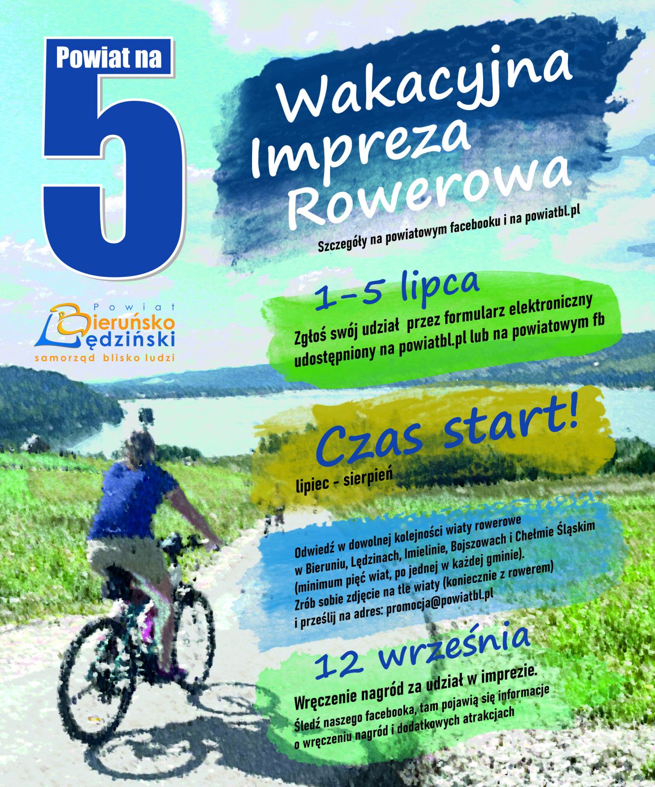 Plakat informacyjny o wydarzeniu "Powiat na 5!"